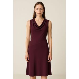 Gucci Cowl Neck Asymmetric Seamed Panel Midi Dress Wine Size M